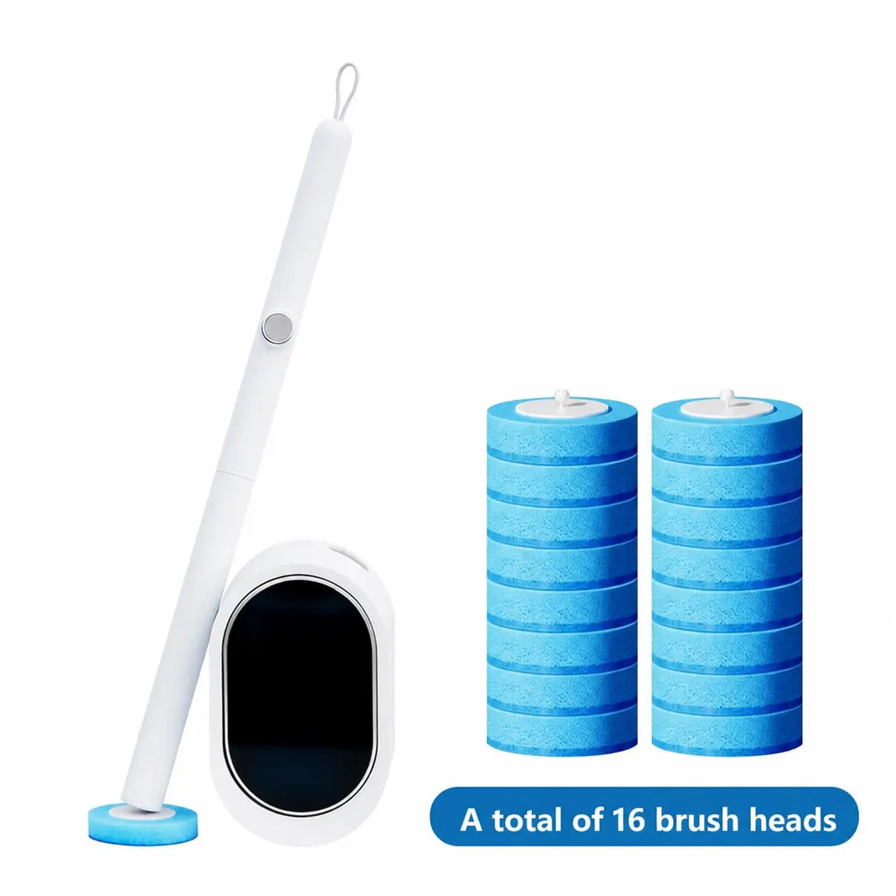 Disposable Toilet Scrubber Kit with Self-Cleaning Dissolvable Pads and Wall-Mounted Holder for Faster No-Mess Bathroom Cleaning Around Toilets and Tight Corners Tomyhome Global