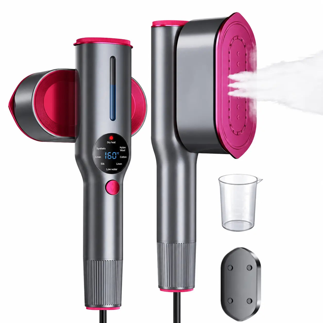 Portable 2-in-1 garment steamer iron with 7 modes, LCD display and swivel handle for travel and quick touch-ups at home Tomyhome Global