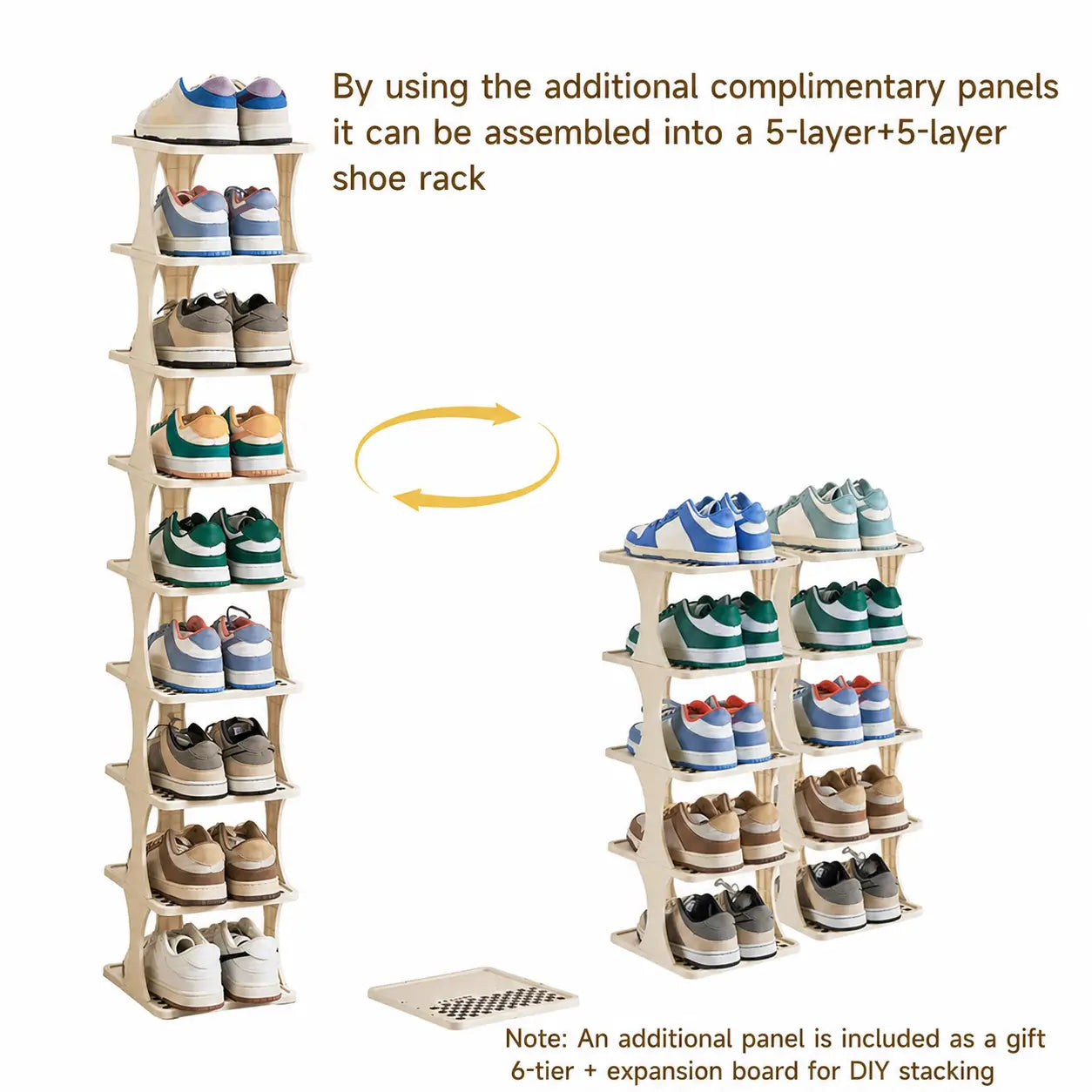 Detachable vertical shoe rack with adjustable 6 or 9 layers for space-saving entryway, bedroom, and closet footwear storage at home Tomyhome Global