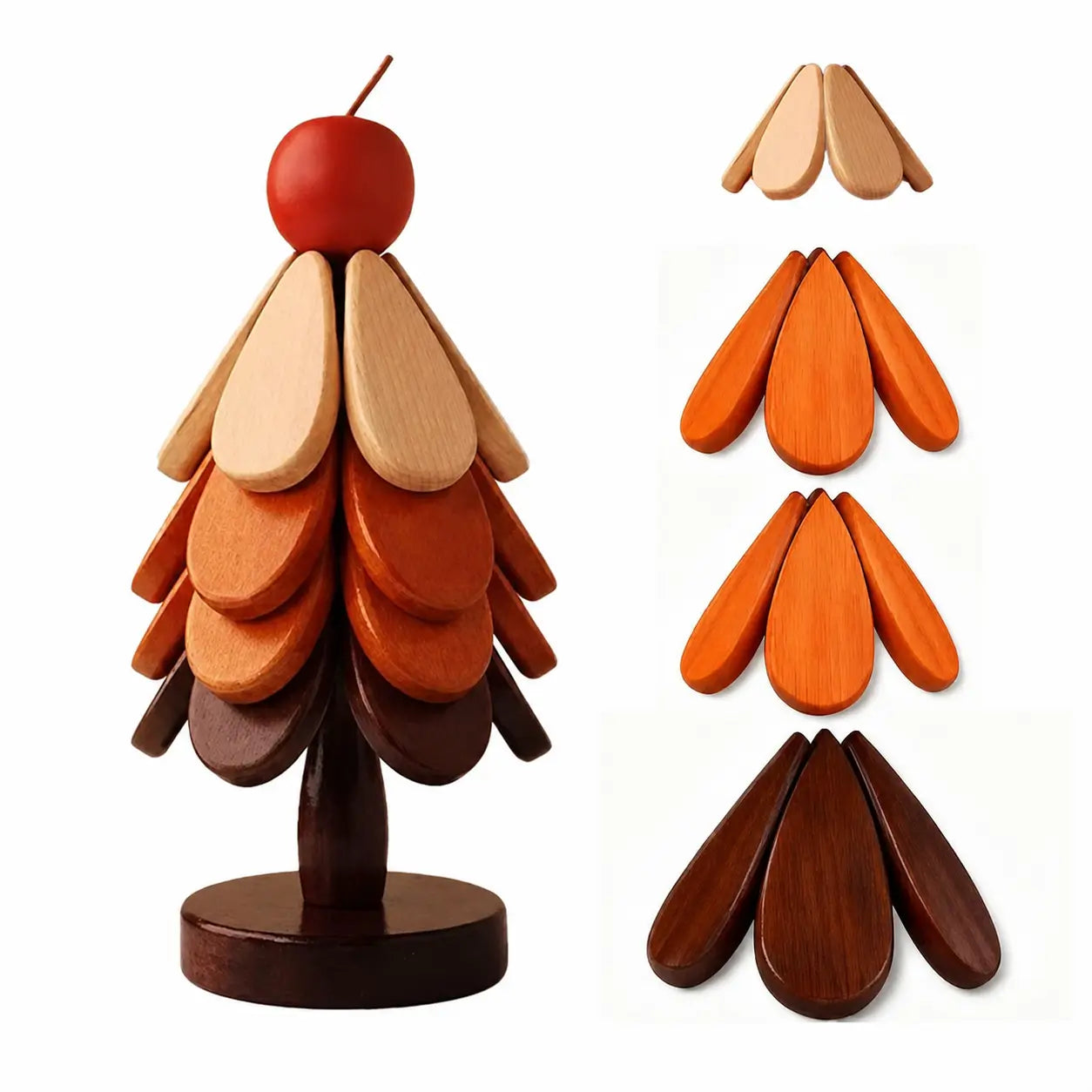 Foldable solid wood tree trivet set with heat-resistant coasters and display stand for hot pots, bowls, mugs, and family tables Tomyhome Global