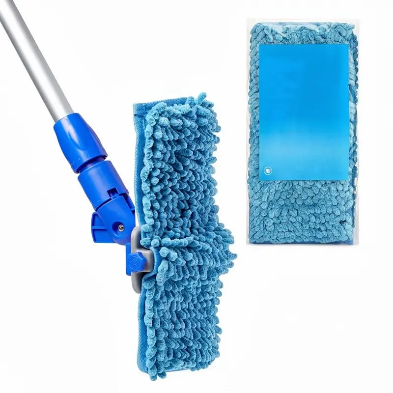 Extendable Baseboard Cleaner Mop with 177.8 cm Handle Washable Microfiber Pads for Dusting Pet Hair and Deep Cleaning Without Bending Over Easily