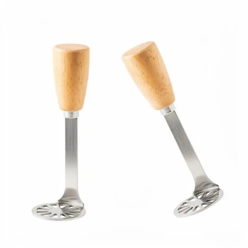 2-Pack Mini Stainless Steel Masher Set Wood Handle Potato Avocado Bean Manual Tool Kitchen Gadget for Smooth Mashing and Daily Food Preparation
