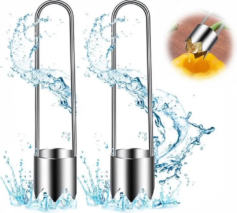 2-Piece Stainless Steel Fruit Vegetable Corer Set Pepper Seed Remover Universal Core Deseeder Ergonomic Handle Kitchen Tool for Home Salad Prep