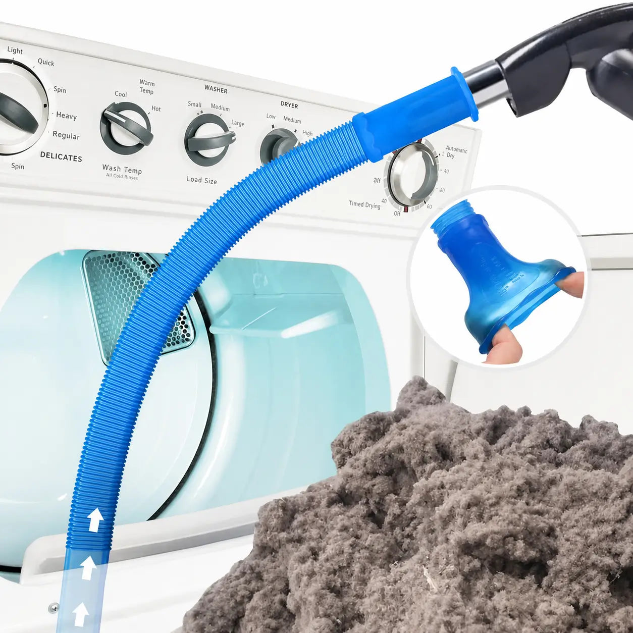 Dryer Vent Cleaner Kit with Universal Vacuum Hose Attachment for Daily Lint Removal in Appliances, Sofa Crevices and Tighter Home Spaces Tomyhome Global