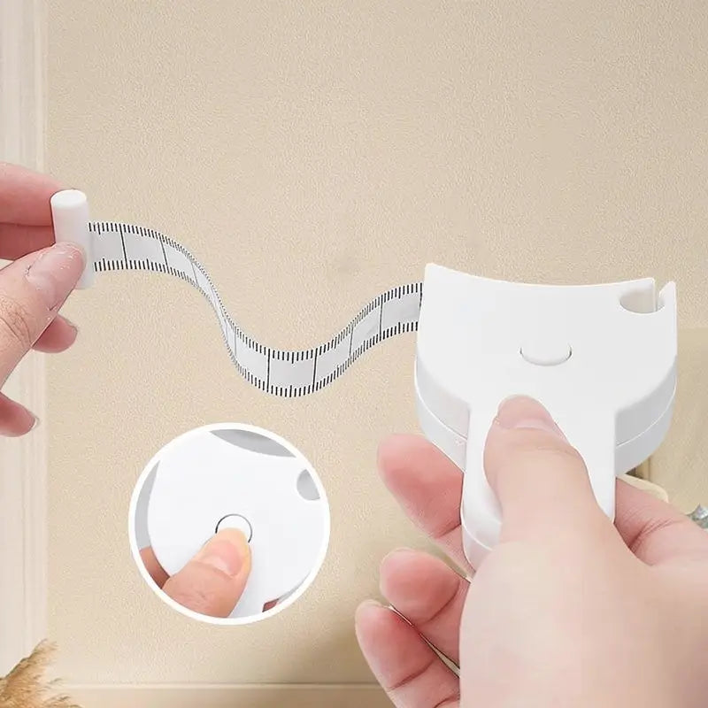 152 cm 3D Body Measuring Tape Fitness Auto-Retractable Tool for Waist Hip Bust Arms Soft Ruler Accurate Circumference White Portable Measuring Tool