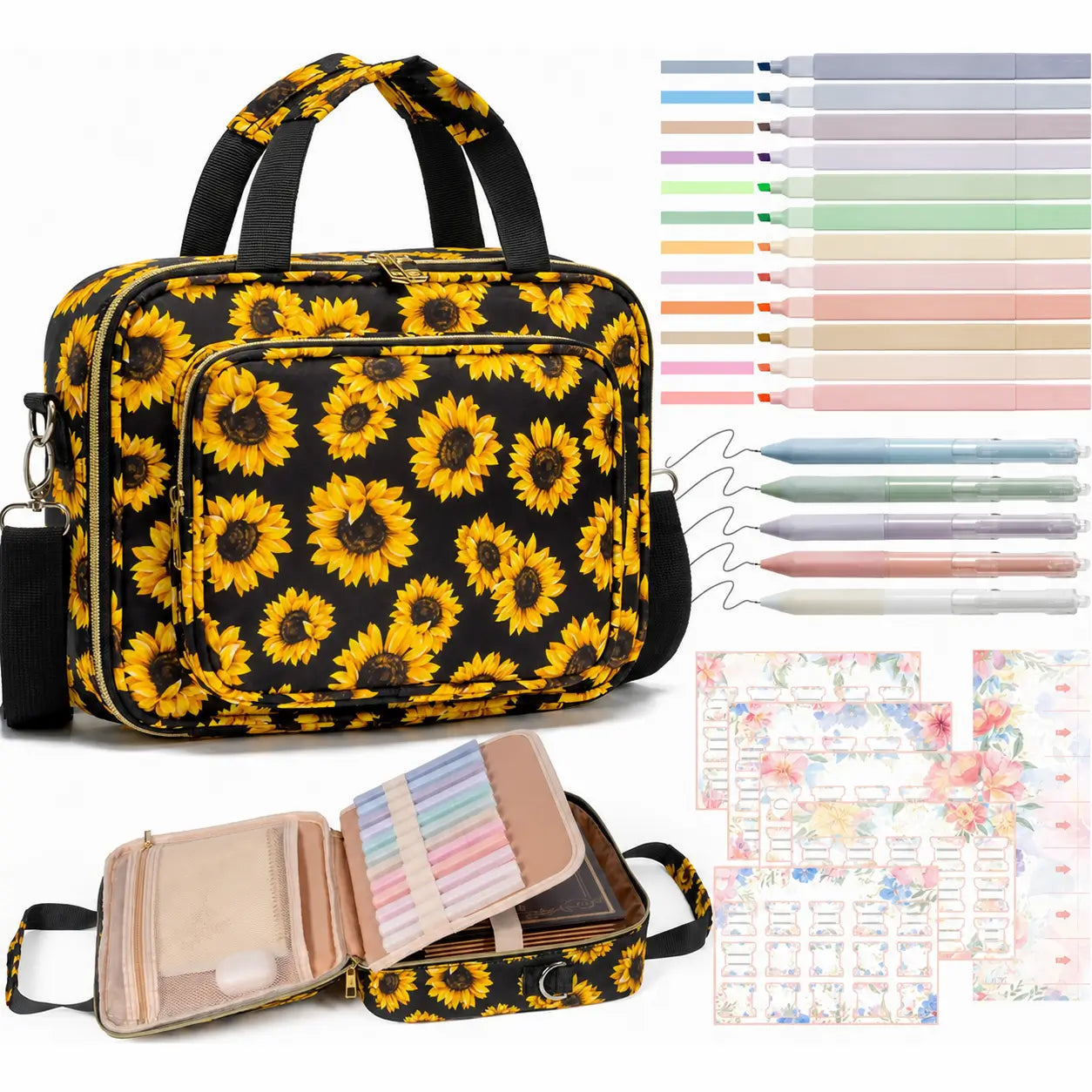 Multi-compartment Bible bag with handles, adjustable shoulder strap and journaling supplies for women’s study, worship and travel at church or home Tomyhome Global
