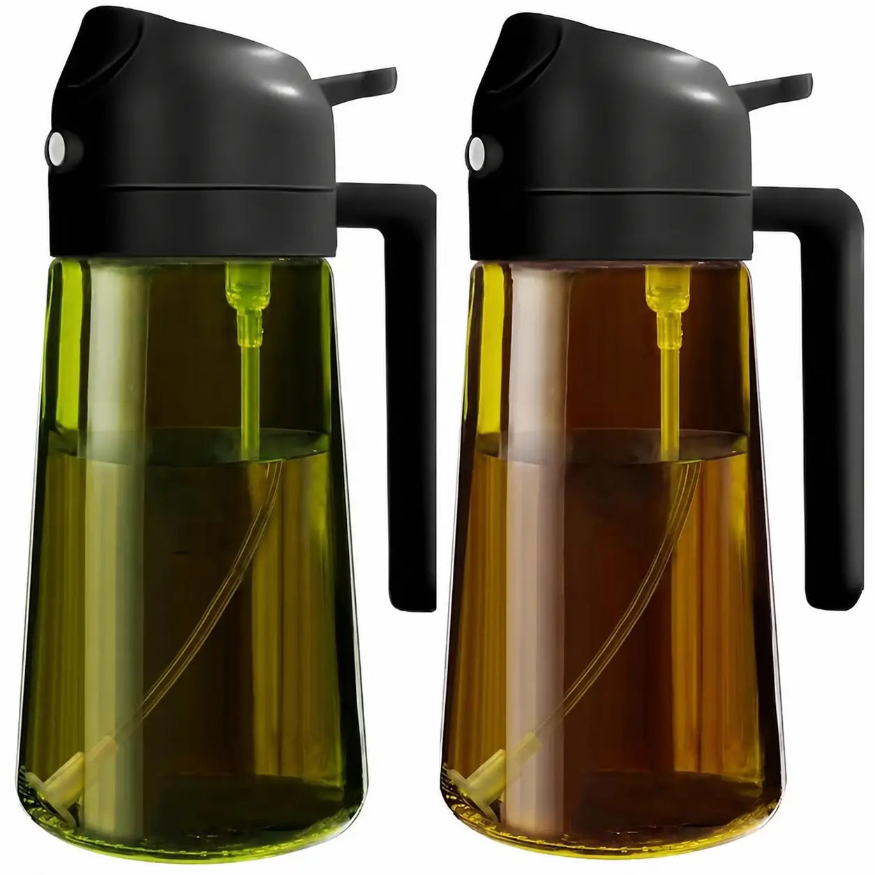 2-Pack Refillable Oil Sprayer and Dispenser Bottles, 470 ml Dark Glass Misters for Air Fryer, BBQ and Everyday Kitchen Cooking Tomyhome Global