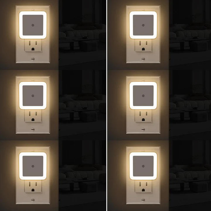 Plug-in LED night lights with dusk-to-dawn sensor, warm white 6-pack for bedrooms, hallways, bathrooms, kitchens and everyday home lighting Tomyhome Global