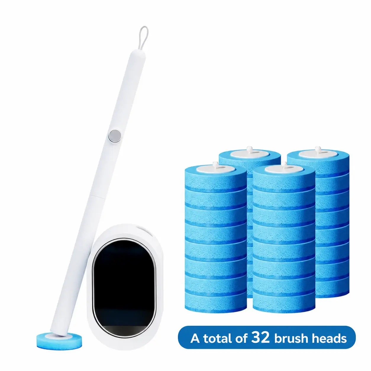 Disposable Toilet Scrubber Kit with Self-Cleaning Dissolvable Pads and Wall-Mounted Holder for Faster No-Mess Bathroom Cleaning Around Toilets and Tight Corners Tomyhome Global