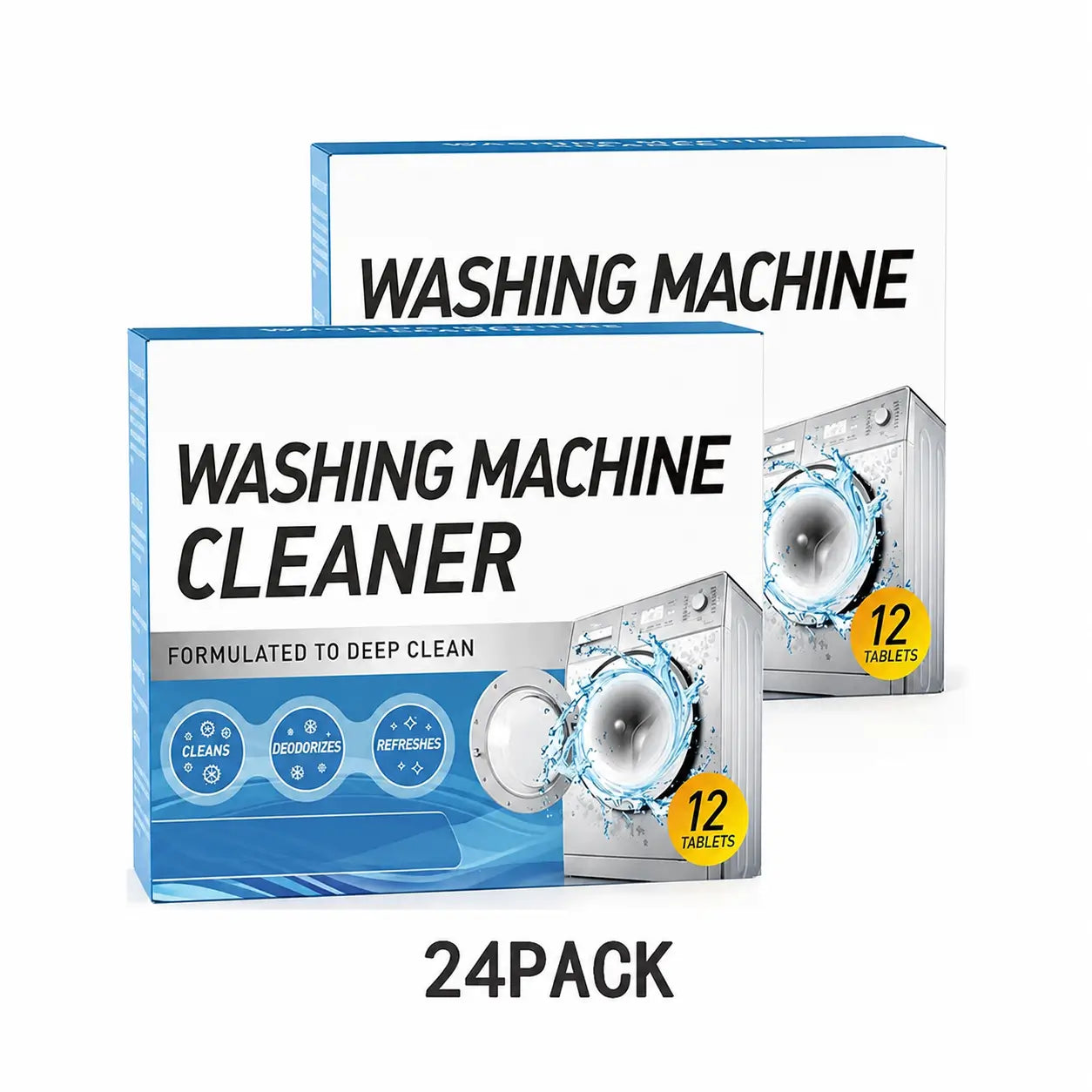 Washing Machine Cleaner Tablets, 12-Pack Deep Descaler and Deodorizer for HE Front Load and Top Load Inside Drum Seal Care Tomyhome Global