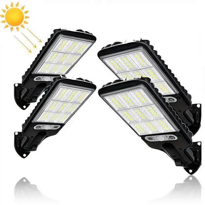 Solar LED Street Lights IP65 Waterproof Motion Sensor 3 Modes with Remote for Outdoor Pathway Backyard Garden Driveway Security Lighting Set