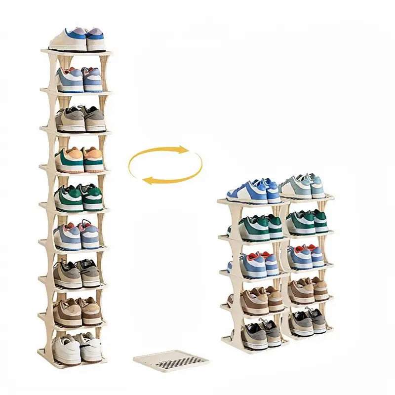 Vertical Detachable Shoe Storage Rack Space-Saving 6 or 9 Tier Shelves Portable Entryway Cabinet Stand for Closet Footwear Organizer Home Storage