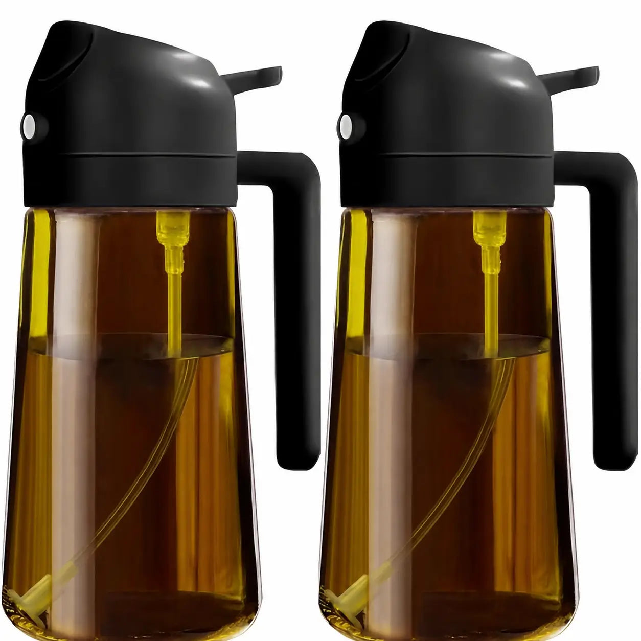 2-Pack Refillable Oil Sprayer and Dispenser Bottles, 470 ml Dark Glass Misters for Air Fryer, BBQ and Everyday Kitchen Cooking Tomyhome Global