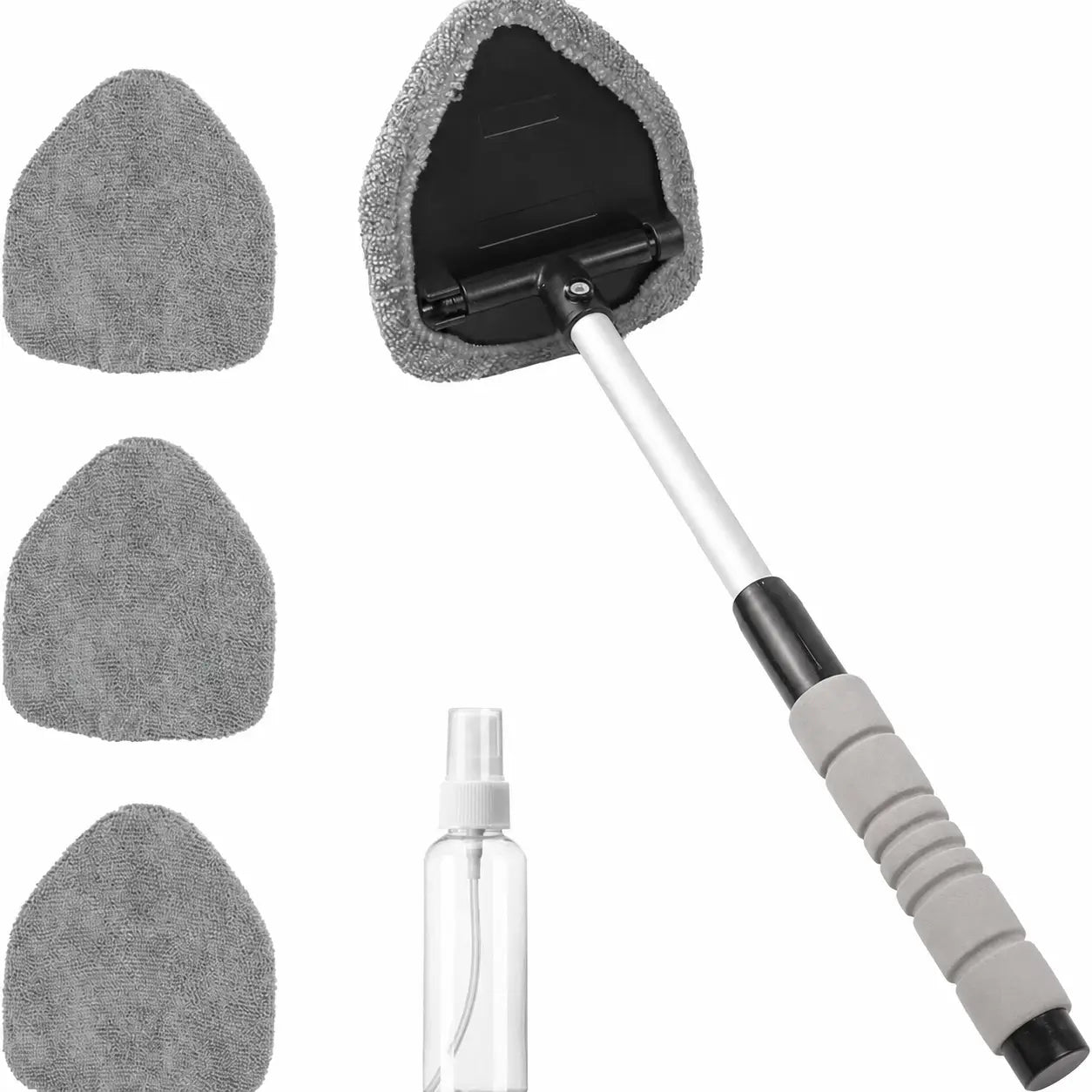Extendable Windshield Cleaning Tool with 180° Swivel Head and 4 Reusable Microfiber Pads for Interior and Exterior Cars, Trucks, SUVs, and RVs Tomyhome Global