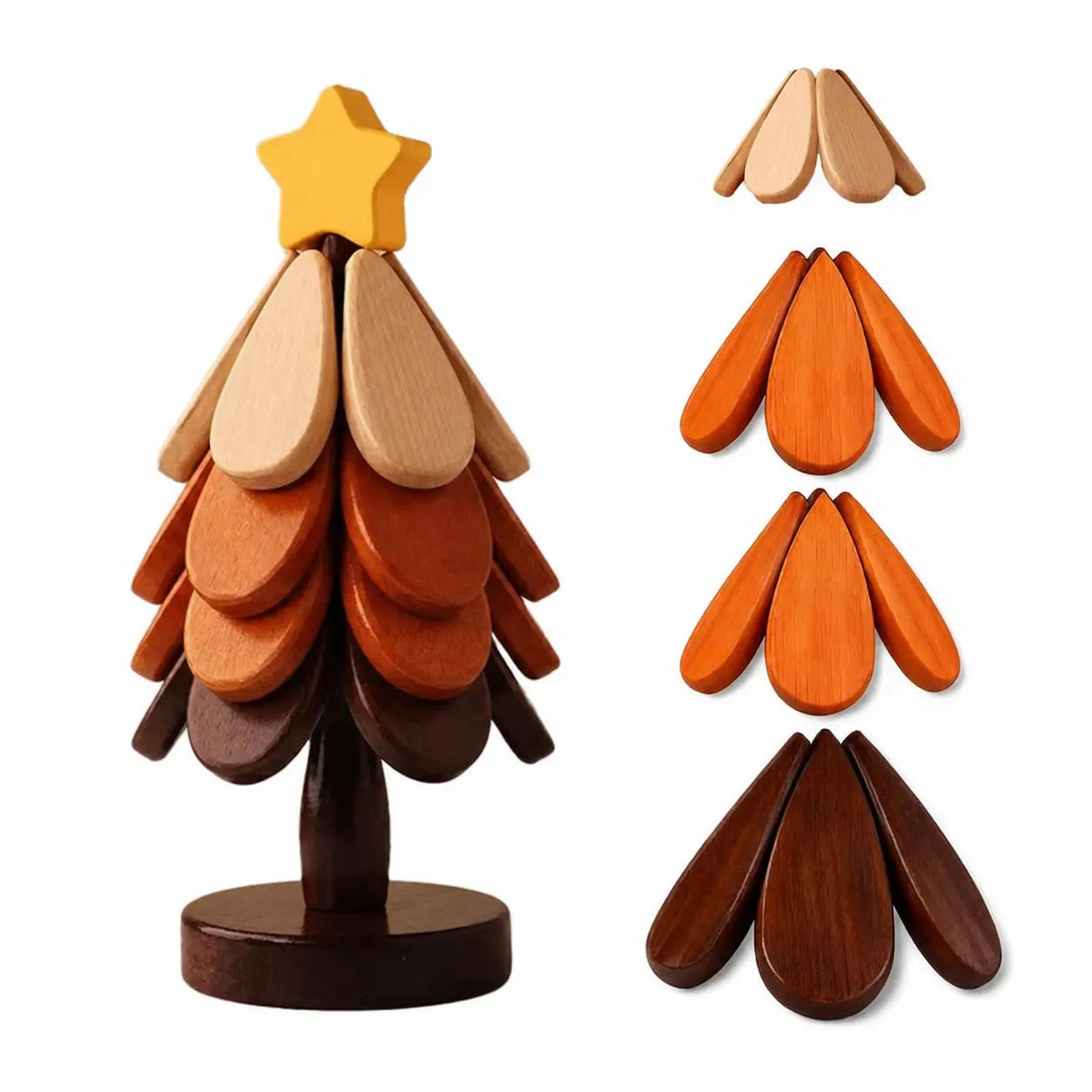 Foldable solid wood tree trivet set with heat-resistant coasters and display stand for hot pots, bowls, mugs, and family tables Tomyhome Global