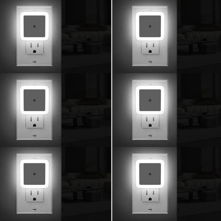 Plug-in LED night lights with dusk-to-dawn sensor, warm white 6-pack for bedrooms, hallways, bathrooms, kitchens and everyday home lighting Tomyhome Global