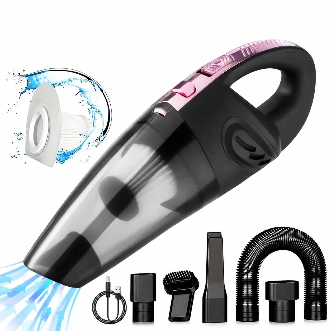 Lightweight mini handheld vacuum with strong suction, wireless cleaning and attachment tools for quick car, home, keyboard and furniture messes Tomyhome Global