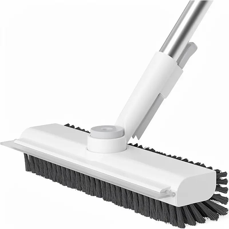3-in-1 Floor Scrub Brush with Long Handle Heavy-Duty Stiff Bristles and Scraper for Cleaning Bathroom Shower Patio Garage Kitchen Wall and Tile Deck