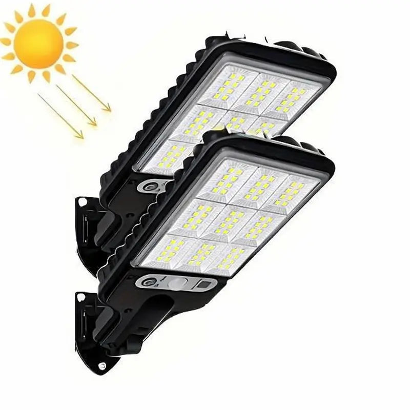 Solar LED Street Lights IP65 Waterproof Motion Sensor 3 Modes with Remote for Outdoor Pathway Backyard Garden Driveway Security Lighting Set