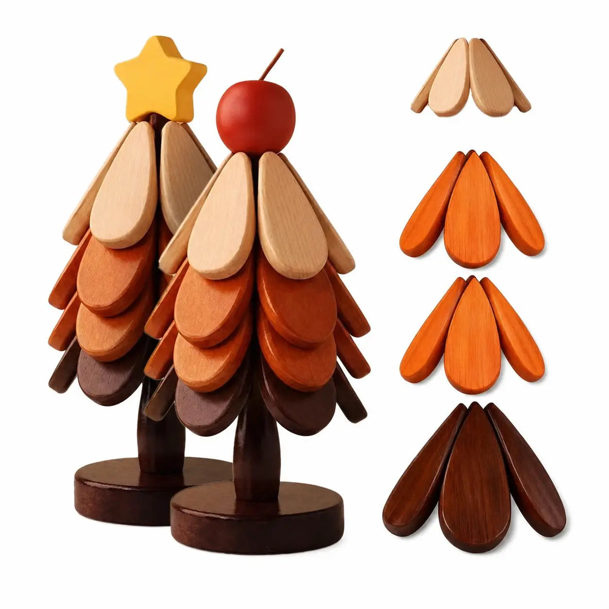 Foldable solid wood tree trivet set with heat-resistant coasters and display stand for hot pots, bowls, mugs, and family tables Tomyhome Global