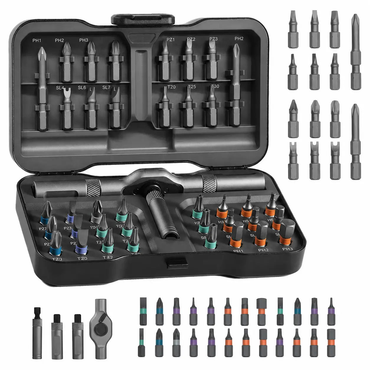 Portable 24-piece precision screwdriver kit with reversible ratchet handle and magnetic bits for quick furniture assembly, computers, bicycles, and household fixes Tomyhome Global