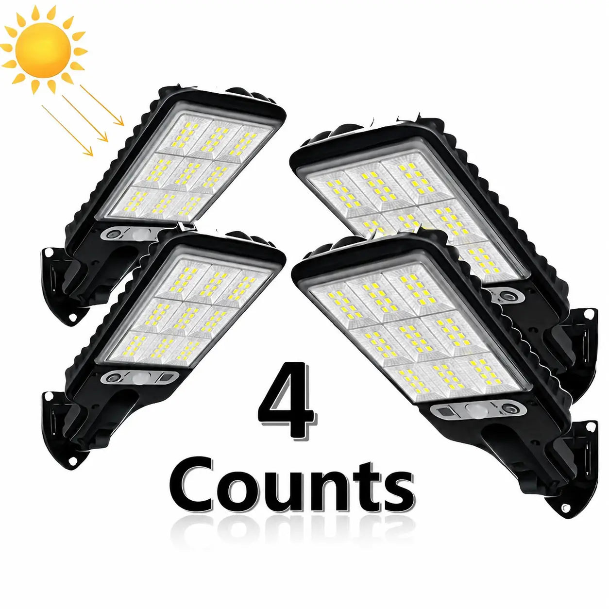 4-Pack Solar LED Outdoor Street Lights with Motion Sensor, Remote Control and 3 Modes for Pathways, Garages and Backyards Tomyhome Global