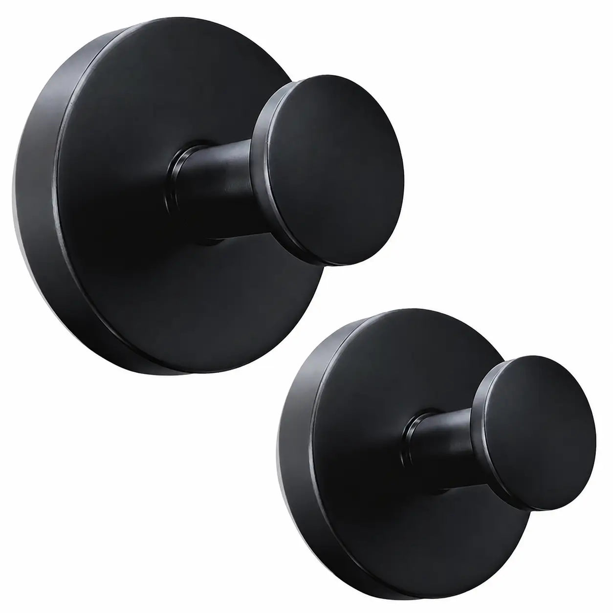 Matte Black Suction Cup Hooks, 2-Pack No-Drill Reusable Wall Hangers for Shower, Bathroom, Kitchen, Towels, Robes and Loofahs Tomyhome Global