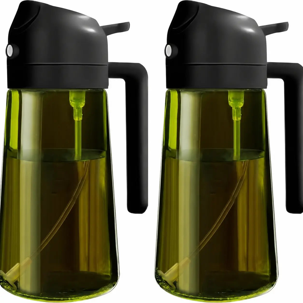 2-Pack Refillable Oil Sprayer and Dispenser Bottles, 470 ml Dark Glass Misters for Air Fryer, BBQ and Everyday Kitchen Cooking Tomyhome Global