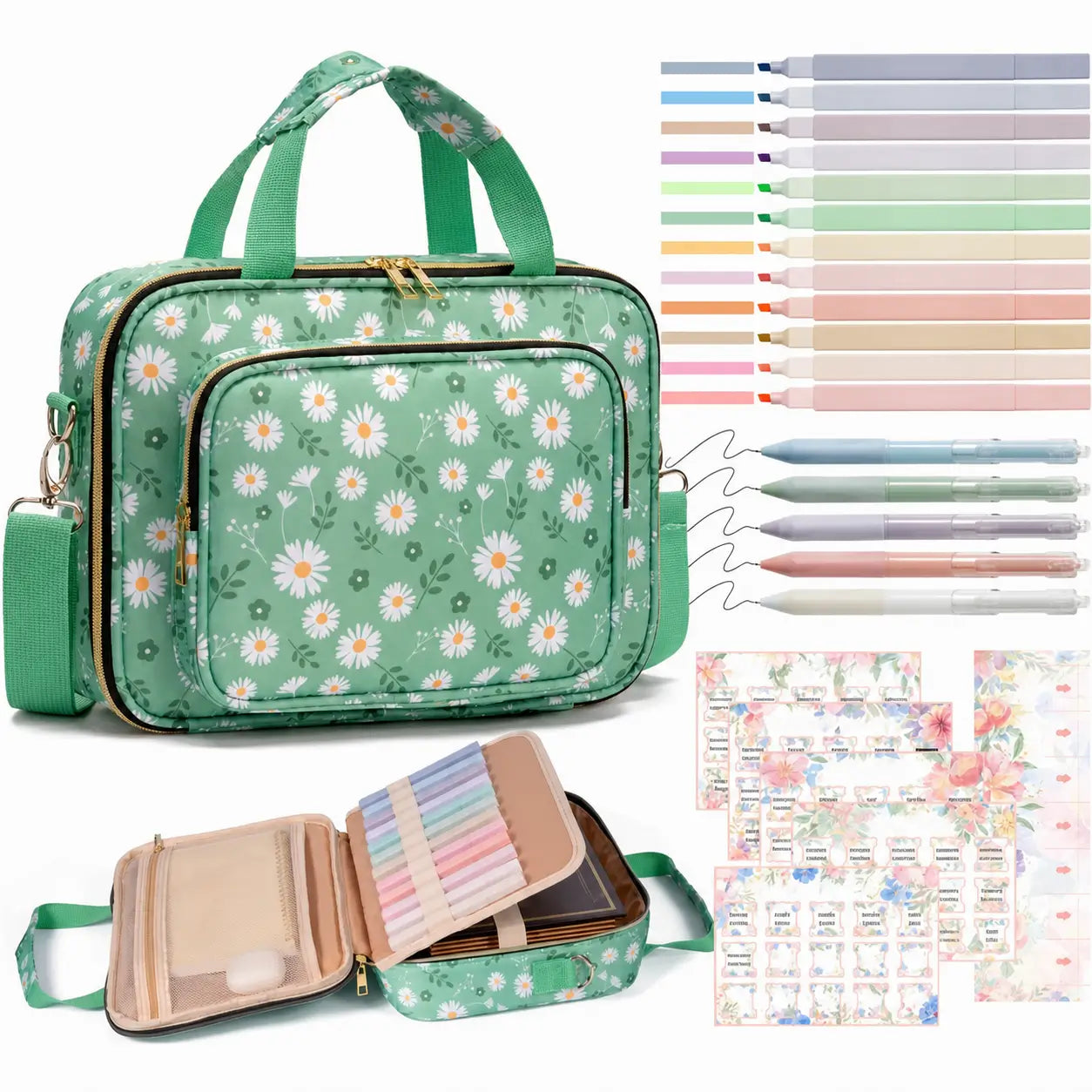 Multi-compartment Bible bag with handles, adjustable shoulder strap and journaling supplies for women’s study, worship and travel at church or home Tomyhome Global