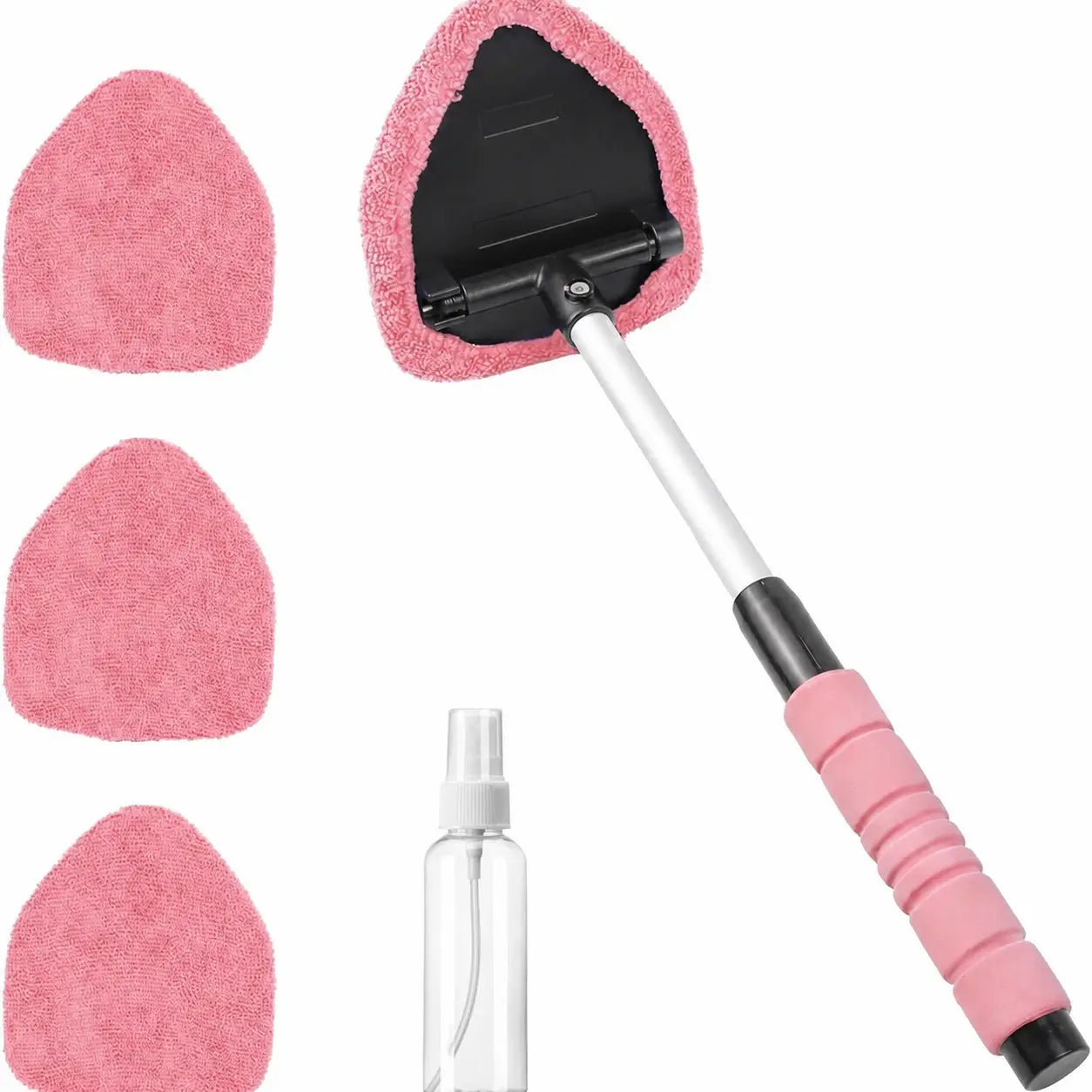 Extendable Windshield Cleaning Tool with 180° Swivel Head and 4 Reusable Microfiber Pads for Interior and Exterior Cars, Trucks, SUVs, and RVs Tomyhome Global