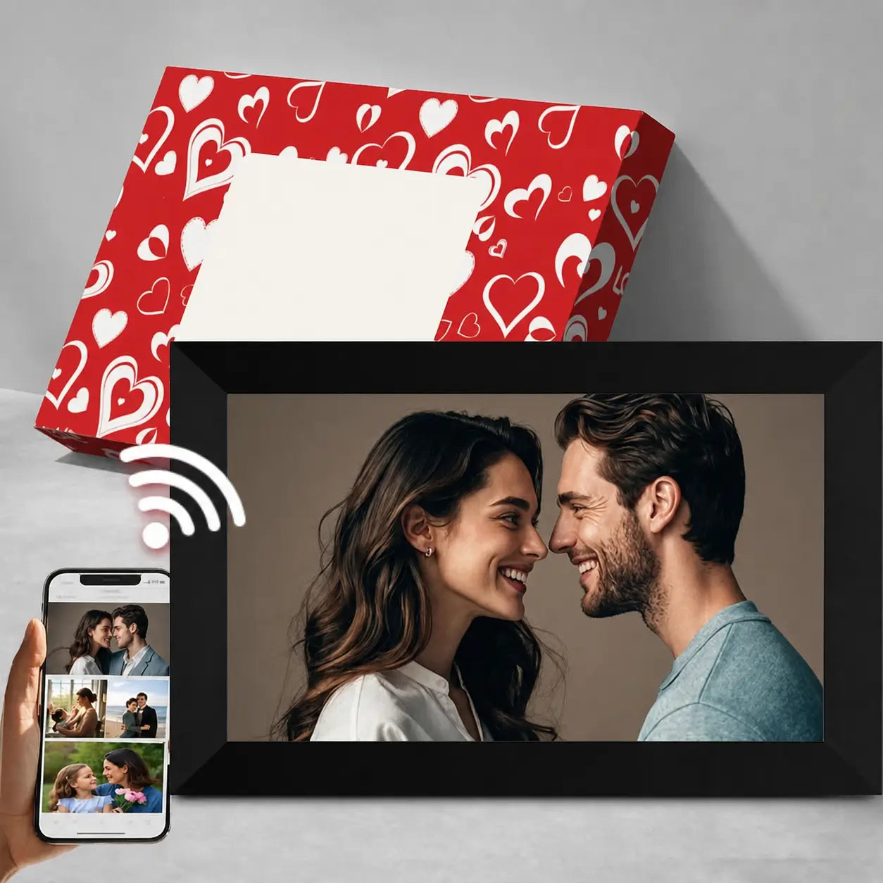 Digital photo frame with 25.7 cm (10.1 in) screen and wood design for home office memory displays and thoughtful everyday gifting Tomyhome Global