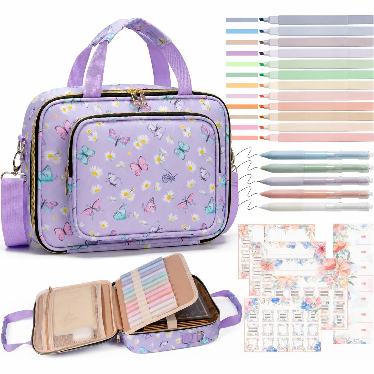 Multi-compartment Bible bag with handles, adjustable shoulder strap and journaling supplies for women’s study, worship and travel at church or home Tomyhome Global