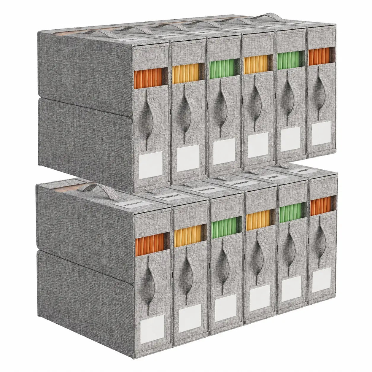 4-Pack Foldable Bed Sheet Storage Boxes with Clear Windows, Labels and Handles for Linen Closets, Blankets, Towels, King and Queen Sets Tomyhome Global