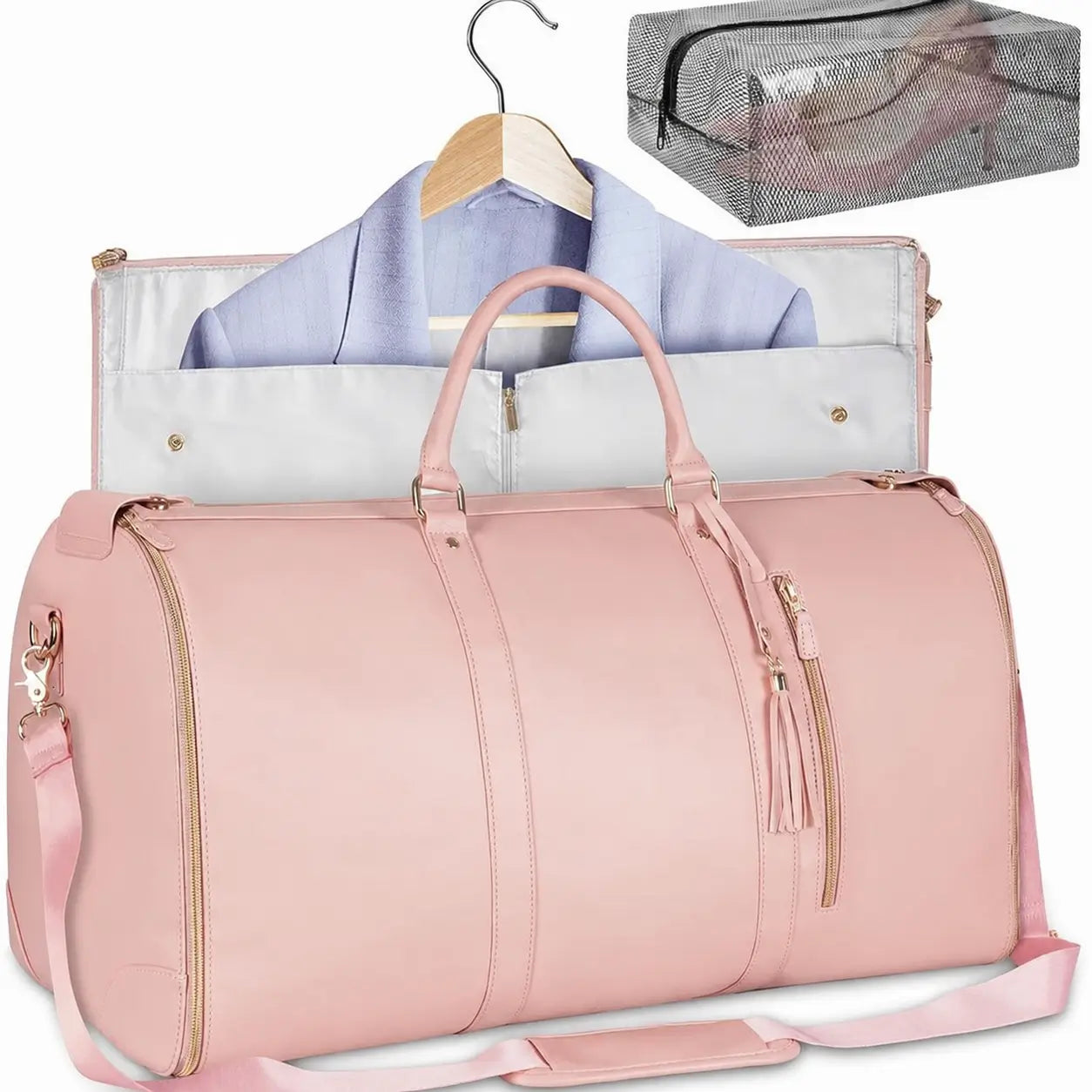 57L Travel Duffle Bag with Garment and Shoe Compartments, Water-Resistant Carry-On Weekender for Gym, Business Flights, Weddings, and Hospital Packing Tomyhome Global