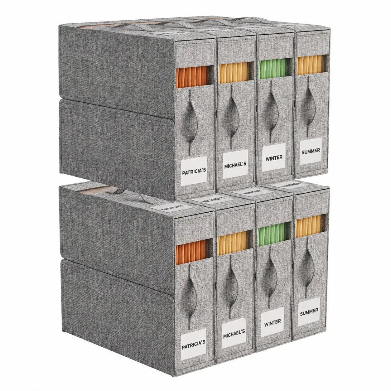 4-Pack Foldable Bed Sheet Storage Boxes with Clear Windows, Labels and Handles for Linen Closets, Blankets, Towels, King and Queen Sets Tomyhome Global