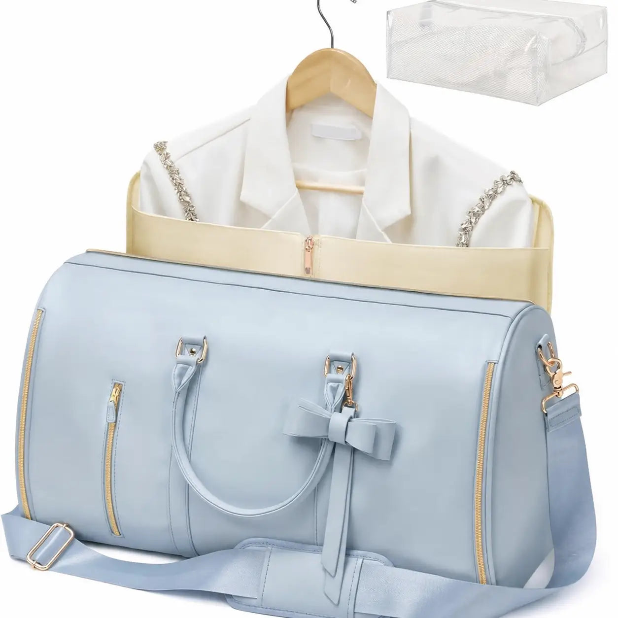 57L Travel Duffle Bag with Garment and Shoe Compartments, Water-Resistant Carry-On Weekender for Gym, Business Flights, Weddings, and Hospital Packing Tomyhome Global
