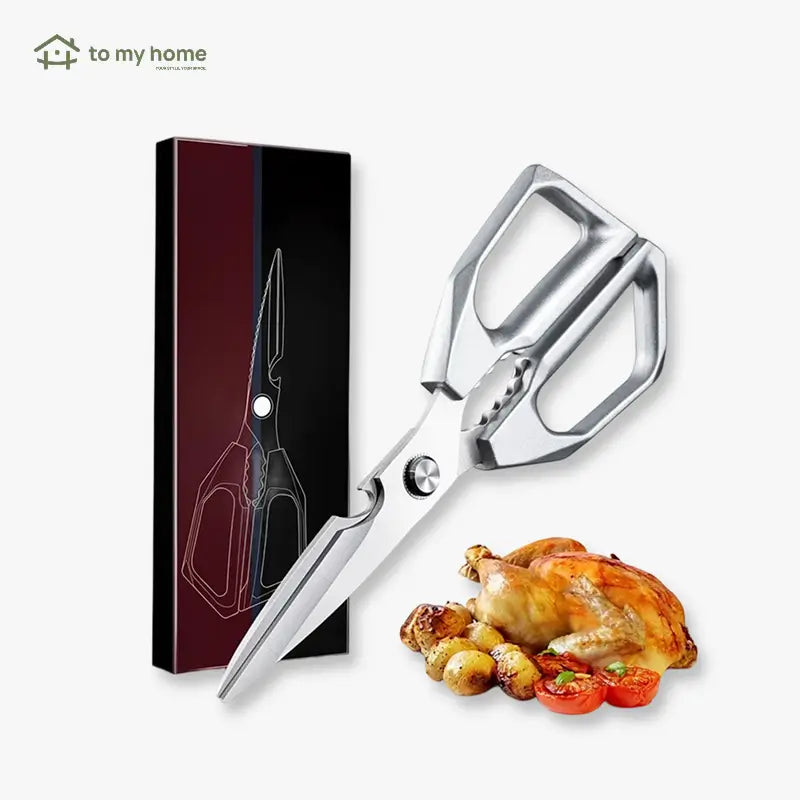 Sharp All-Purpose Stainless Steel Kitchen Scissors Heavy-Duty Poultry Shears Dishwasher Safe Silver Cooking Tool for Chicken Bones Turkey Meat and Food
