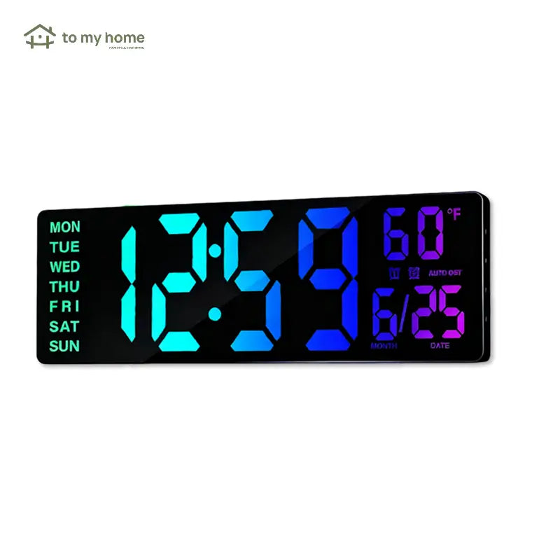 Large digital wall clock with RGB ambient light, dual alarms, and easy-read LED display for home offices, kitchens, classrooms, and gaming rooms Tomyhome Global