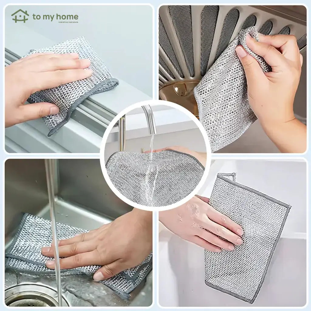 Non-Scratch Wire Dishcloths, 10-Pack 2-Layer Mesh Scrub Rags for Wet and Dry Kitchen Cleaning on Pots, Pans, Sinks and Stoves Tomyhome Global