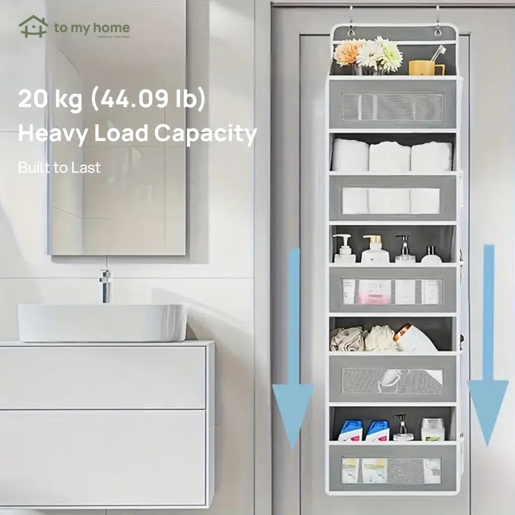 Over-the-door storage organizer with 5 tiers, anti-tilt design and 10 large pockets for bedrooms, bathrooms, dorm rooms and essentials Tomyhome Global