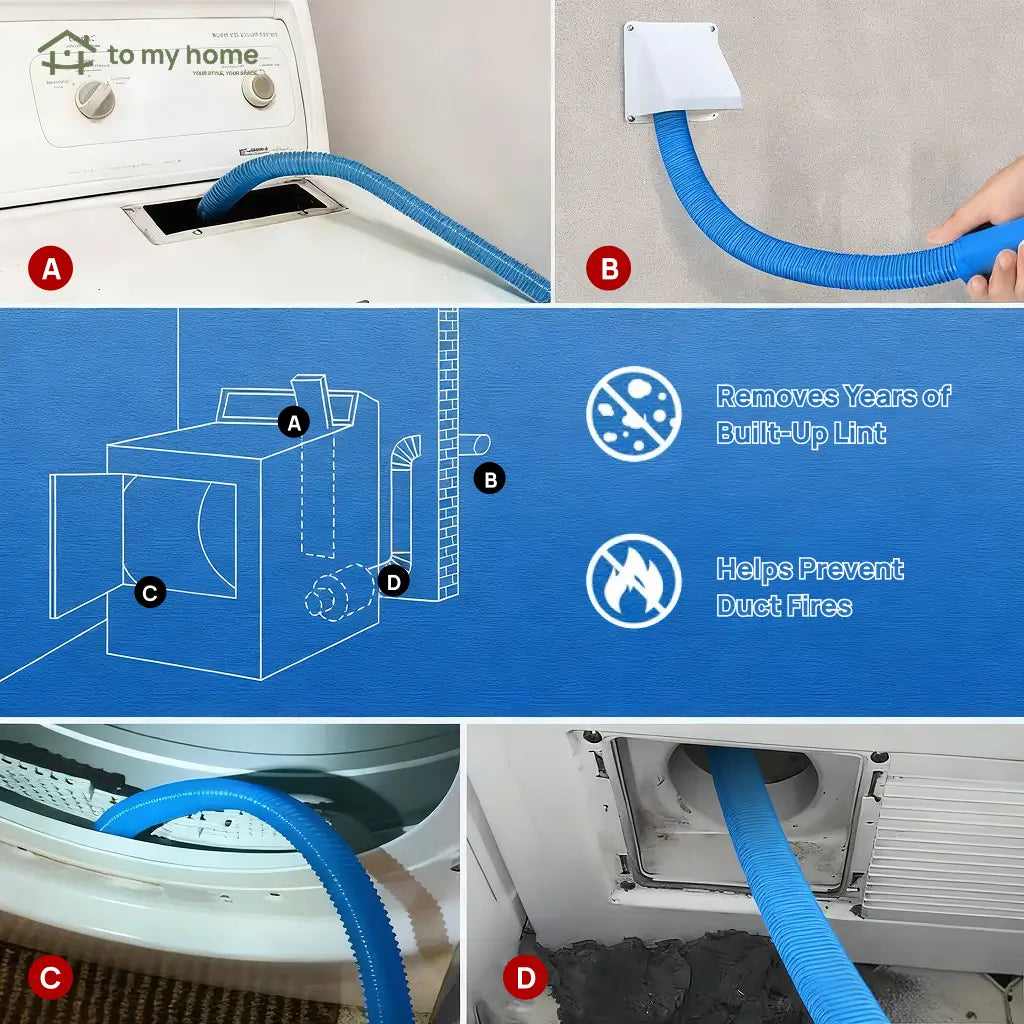 Dryer Vent Cleaner Kit with Universal Vacuum Hose Attachment for Daily Lint Removal in Appliances, Sofa Crevices and Tighter Home Spaces Tomyhome Global