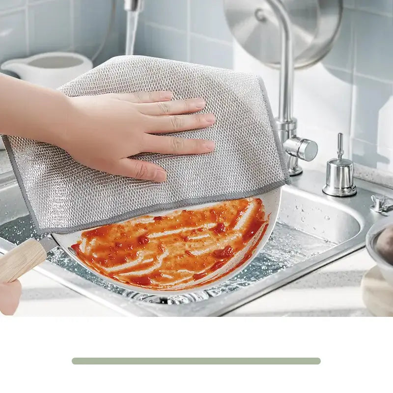 10 Pack Wire Dishcloth Non-Scratch Metal Scrubbing Rags Kitchen Cleaning Mesh Dishwashing Cloth for Pots Pans Wet Dry Use Durable Scrubber Tools