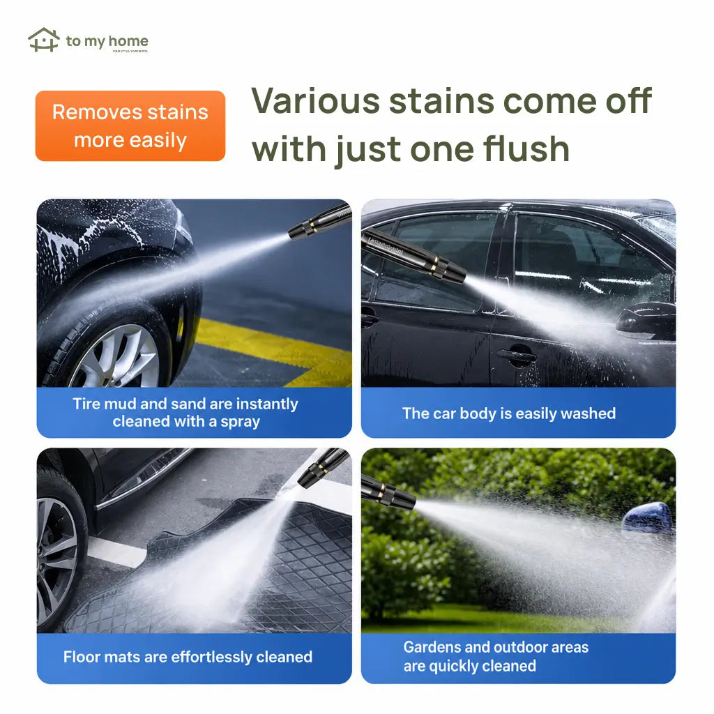 High-Pressure Car Wash Spray Nozzle with Adjustable Patterns for Home Vehicle Cleaning, Garden Watering, Floors, Pet Rinsing and Outdoor Care Tomyhome Global