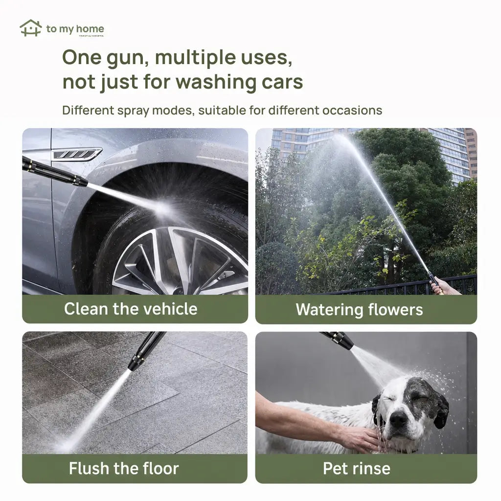 High-Pressure Car Wash Spray Nozzle with Adjustable Patterns for Home Vehicle Cleaning, Garden Watering, Floors, Pet Rinsing and Outdoor Care Tomyhome Global