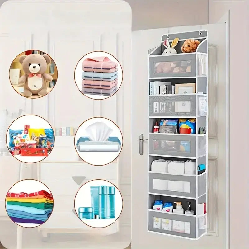 5-Tier Over Door Hanging Organizer 10 Large Pockets 20 kg Capacity Anti-Tilt Design for Bedroom Bathroom Nursery Dormitory Home Storage Solutions
