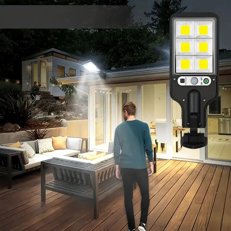 Solar LED Street Lights IP65 Waterproof Motion Sensor 3 Modes with Remote for Outdoor Pathway Backyard Garden Driveway Security Lighting Set