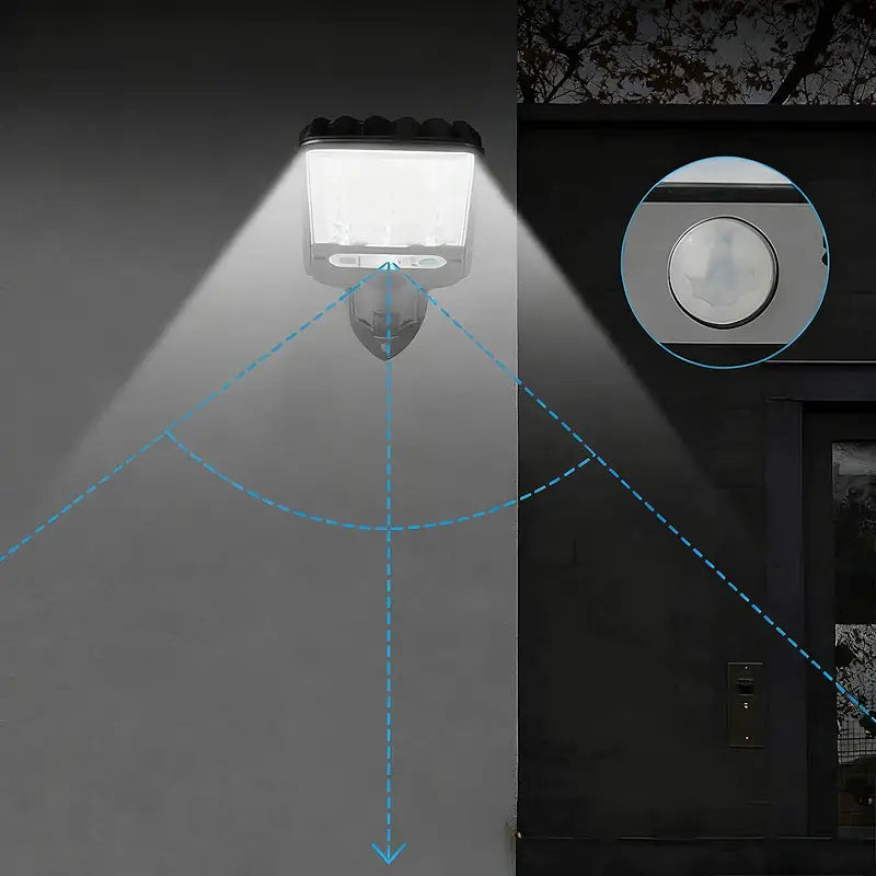 Solar LED Street Lights IP65 Waterproof Motion Sensor 3 Modes with Remote for Outdoor Pathway Backyard Garden Driveway Security Lighting Set