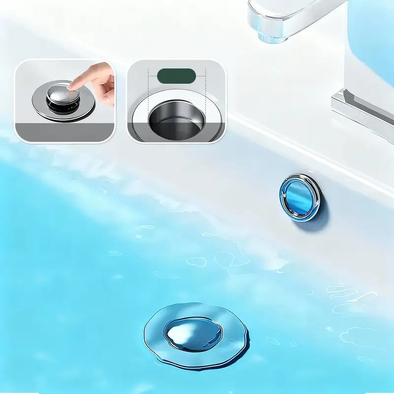 Bathroom Sink Stopper Hair Catcher Universal Pop Up Sink Drain Filter with Stainless Steel Filter Basket and Brass Drain Plug for Home Use