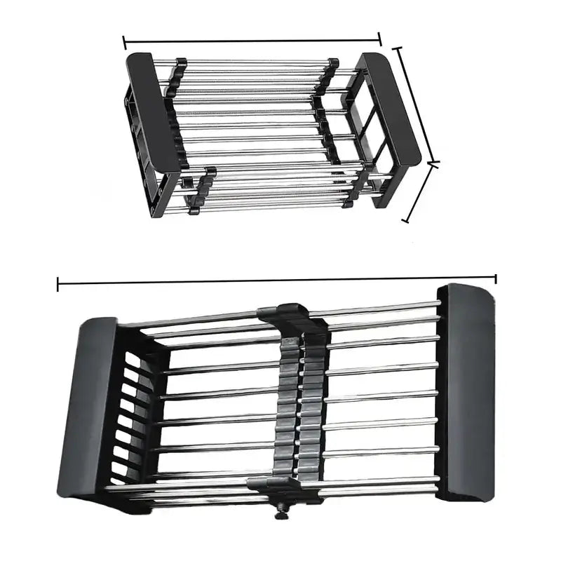 Égouttoir à Vaisselle Suspendu en Acier Inoxydable Réglable Panier Filtre Multifonctionnel pour Fruits Légumes Organiseur d'Évier Rangement Séchage et Gain d'Espace