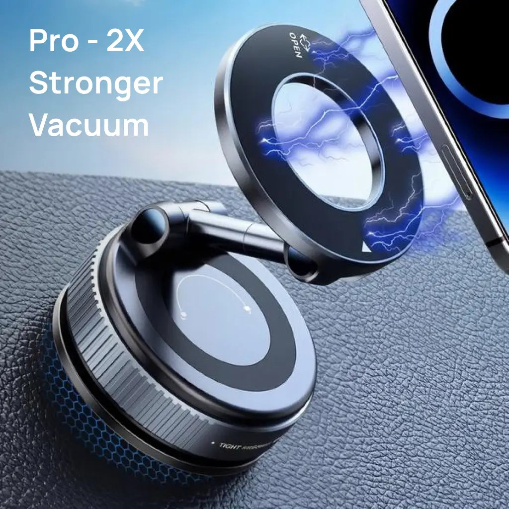 Magnetic car phone holder with vacuum suction cup and 360° rotation for dashboards, mirrors, travel, and hands-free viewing with all smartphones Tomyhome Global